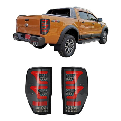 Ford Ranger T7-T8 2016-2022 Smoked LED Tail Lights - Triple T6