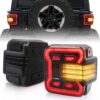 LED Tail Lights Assembly Compatible with 2018 2022 Jeep Wrangler JL, Smoked LED TailLights Replacement Kit wTurn Signal & Back Up & Brake Light (1)